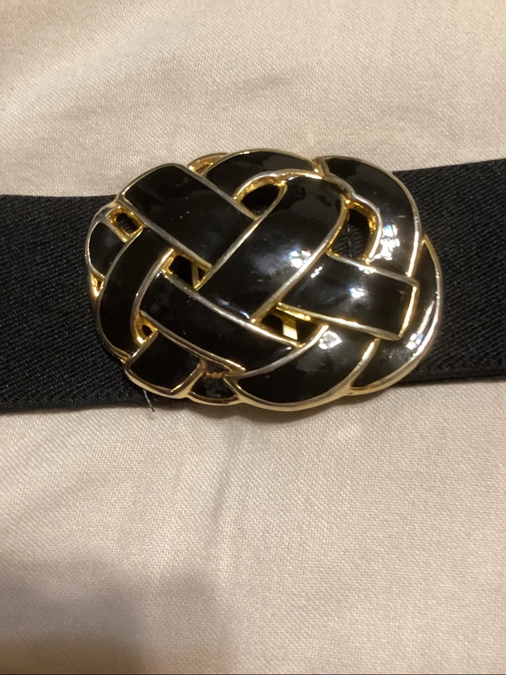 Set of 3 Elastic Waist Belts in Gray, Brown & Black